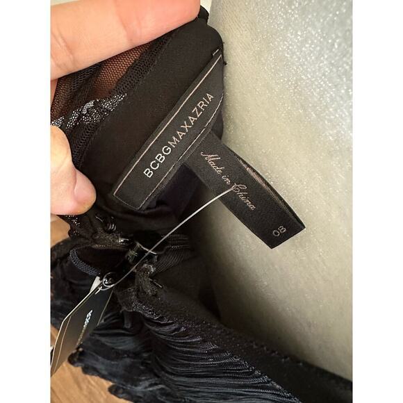 NWT BCBGMAXAZRIA BLACK GULLY TULLE‎ LACE SEQUINS DRESS NST6N932-001 SIZE 8 - Picture 10 of 11